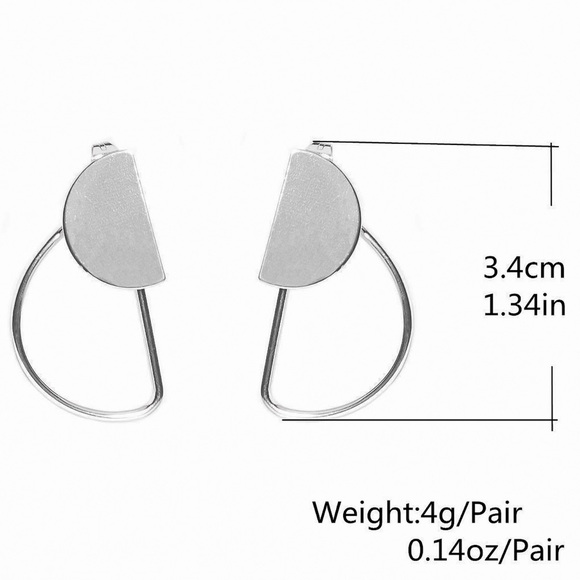 Silver Half Moon Studs w/Hollow Half Moon Jackets - Picture 8 of 8